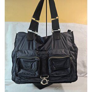 Banana Republic Womesn Black Shoulder Bag Double‎ Strap Nylon Outer Pockets